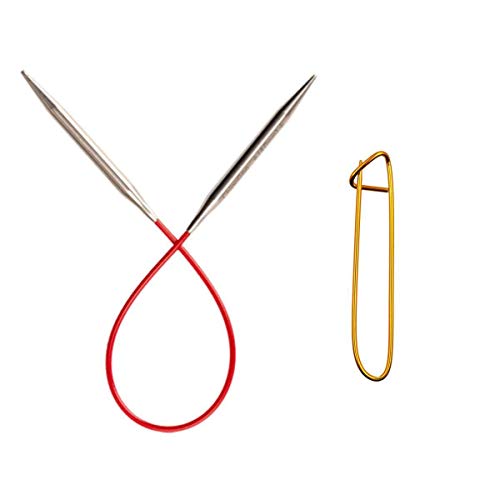 ChiaoGoo Knit Red 9-Inch, US 1 (2.25mm) Circular Knitting Needle | Surgical Stainless Steel, Semi-Sharp Tips, Memory-Free Steel Cable, Smooth Metal Joins, Easy-Glide, Stitch Holder - size: US 01 (2.25mm), 9 in. (23cm)