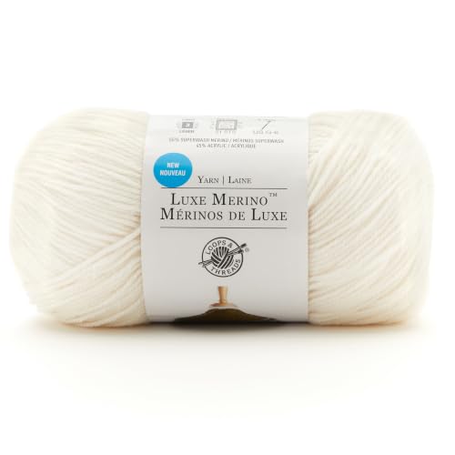 Loops & Threads Luxe Merino Solid Yarn - Yarn for Knitting, Crochet, Weaving, and Arts & Crafts - White, Wool Blend, 5.3 oz - color: White