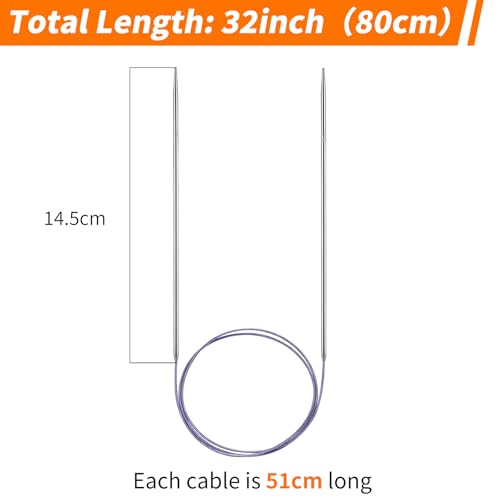 Soosui 7.0 mm Circular Knitting Needles US10.75|32 inches/80 Centimeters Long | Circular Knitting Needle, Made of Metal, Suitable for Weaving Scarves, Blankets, etc. - size: US10.75/7.0MM