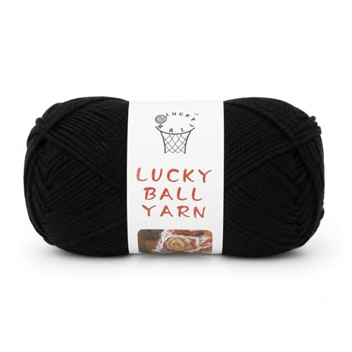 LUCKY BALL Milk Cotton Yarn, 100g / 240 yd 60% Cotton 40% Acrylic #2 Fine Sport Yarn, Soft Crochet & Knitting Yarn for Amigurumi Dolls, Baby Items, Flowers, Hats, Sweaters, Blankets (Black) - color: 1Black