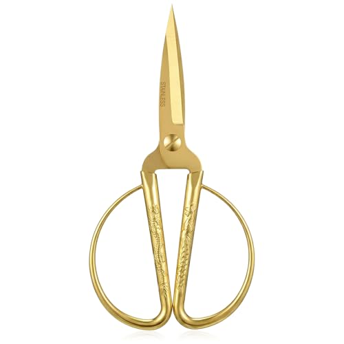 Ribbon Cutting Scissors, Giant Gold Scissors Grand Opening Scissor for All Ribbon Cutting and Inauguration Ceremonies Embossed Handle 7.48"