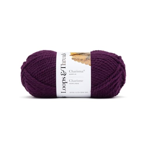 Loops & Threads Charisma Yarn - Multicolor Yarn for Knitting, Crochet, Weaving, Arts & Crafts - Dark Purple, Bulk 6 Pack - color: Dark Purple