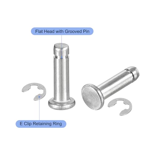 uxcell 20Set M4x14mm 304 Stainless Steel Cylindrical Shaft Snap Ring Locating Pin, Flat Head Grooved Hinge Cylinder Position Pin with E Clip Retaining Ring, Silver - size: M4x14mm