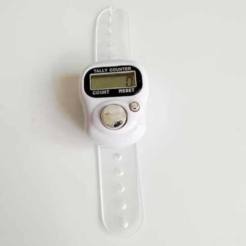 Finger Tally Counter,LED Digital,Clicker Counter,Digital Electronic Tasbeeh Counters,Handheld Number Click Counter,Electronic Counter Tally Counter,Track and Field Lap Counters (White)