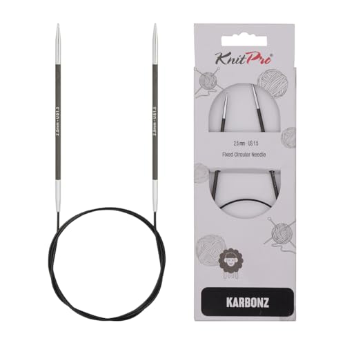 KnitPro Karbonz Fixed Circular Needle 32"(80cm) | US Size 1.5 (2.5mm) - size: US 1.5 (2.5mm)