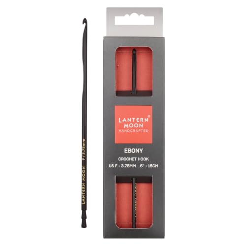Lantern Moon Ebony Wood Single Ended Crochet Hook | US Size F (3.75mm) - size: US F (3.75mm)