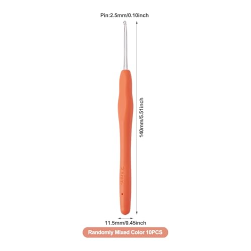 10 pcs Aluminum Crochet Hooks Knitting Needles Pin 2.5mm Random Color Smooth Silicone Handle Crochet Hook Craft Yarn for Beginners Handmade DIY Knitting Scarves Sweater Hat Clothing Accessories - color: Pin 2.5mm