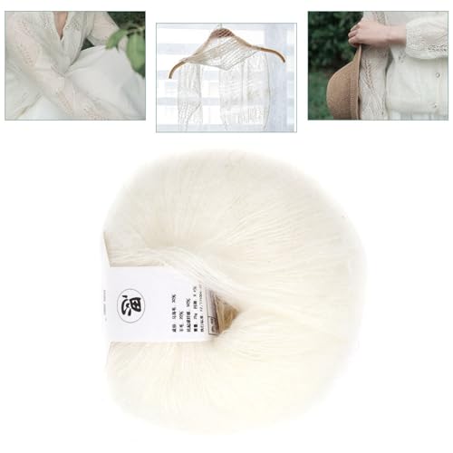 Popular Soft Mohair Knitting Angora Wool Yarn for DIY Knitting (with a Crochet)(White)