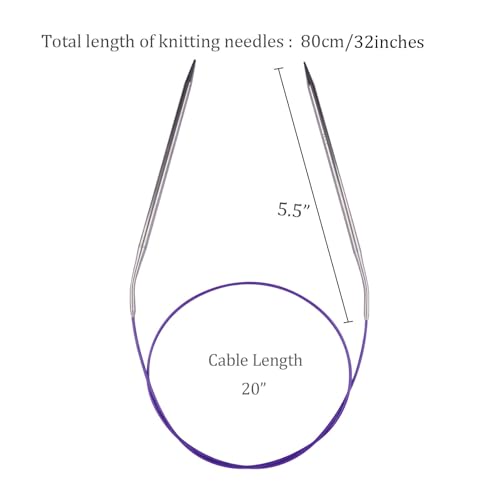 Circular Knitting Needles 32inches/80cm,Size US 7.0(4.5mm) Stainless Steel Round Knitting Needles for Handmade Knitting DIY - size: US7/4.5mm