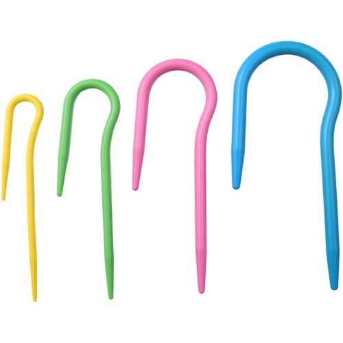 FDXGYH 14pcs U Shape Multicolor Bent Cable Stitch Holder Needles Plastic Twist Curved Hand Knit Knitting Needles - size: U Shape