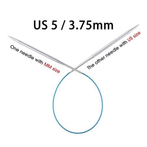 Circular Knitting Needles 16 inch (40cm) - US Size 5 (3.75mm) Stainless Steel Round Knitting Needles for Hats, Socks & Baby Booties - size: 16in/3.75mm(us5)