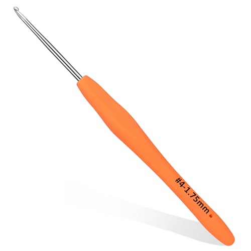 SHWAKK Small Crochet Hook, 1.75 mm Lace Ergonomic Crochet Hook | Tiny Crochet Needles for Arthritic Hands, Knitting Needles with Soft Handle Beginners and Experienced Hobbyists(1.75 mm) - size: 1.75mm