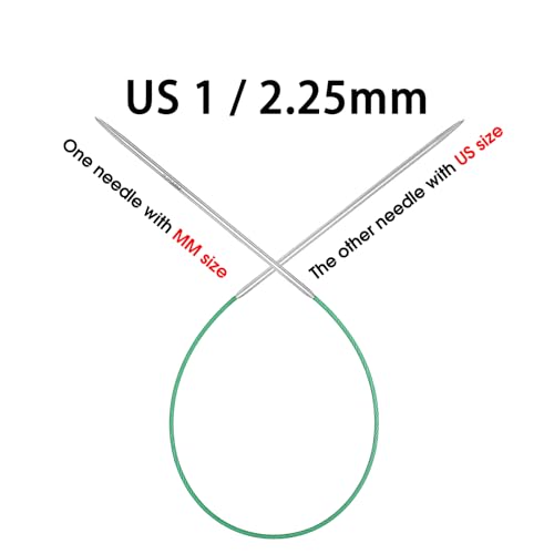 Circular Knitting Needles 16 inch (40cm) - US Size 1 (2.25mm) Stainless Steel Round Knitting Needles for Hats, Socks & Baby Booties - size: 16in/2.25mm(us1)