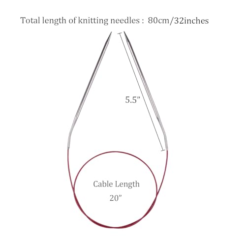 Circular Knitting Needles 32inches/80cm,Size US 6.0(4mm) Stainless Steel Round Knitting Needles for Handmade Knitting DIY - size: US6/4mm