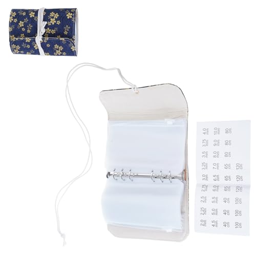 Knitting Needle Case, needle storage case with Detachable 6 Hole PVC Binder Pocket for Knittings Yarn Craft Tool Storage knitting needles organizer - color: black flower