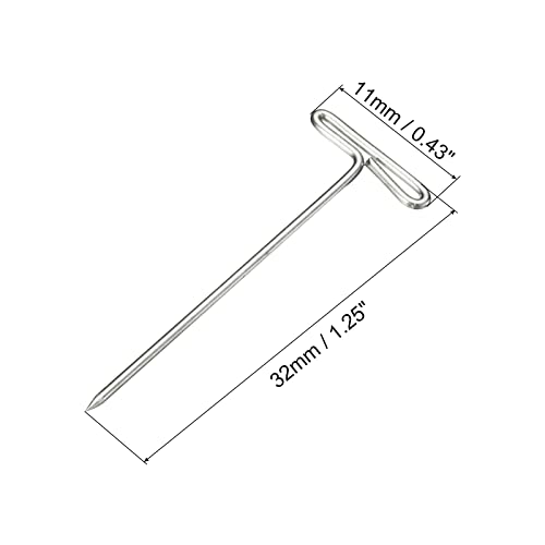 PATIKIL 1.25 Inch T-Pins, 200 Pack Stainless Steel Blocking Pin Needles for Modelling Crafts, Silver - size: 32mm