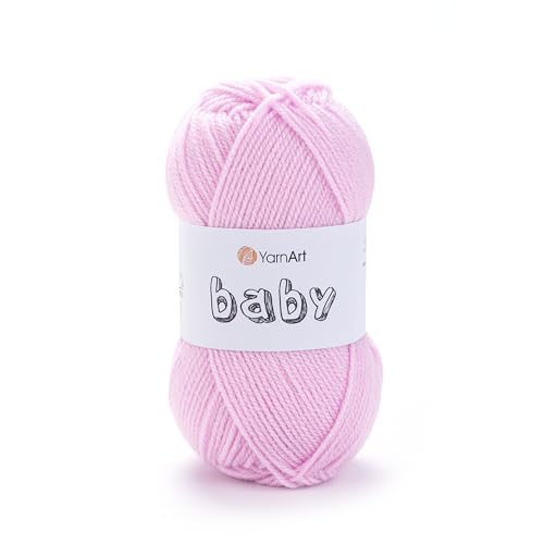 YarnArt Baby 100% Acrylic Knitting Yarn – 50g (150m) | Ultra-Soft & Lightweight | Baby & Kids’ Sensitive Skin Safe | Durable & Easy to Work with | Perfect for Knitting & Crochet (Baby, 649) - color: Baby Pink, style: Baby