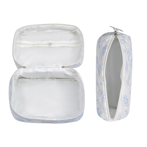 3pcs Large Cotton Quilted Makeup Bag Set,Coquette Aesthetic Cute Travel Toiletry Bag,Drawstring Gift Bag for Women and Girls(3Pcs Pink Bow) - color: 3Pcs Pink Bow