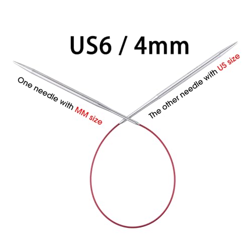 Circular Knitting Needles 16 inch (40cm) - US Size 6 (4mm) Stainless Steel Round Knitting Needles for Hats, Socks & Baby Booties - size: 16in/4mm(US6)