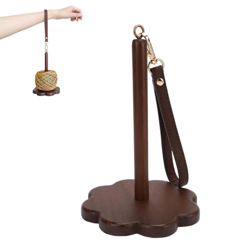 Portable Wrist Yarn Holder for Crocheting and Knitting, Wooden Yarn Ball Minder with Leather Strap, Yarn Spinner Stand for Yarn Storage and Organizer, Crochet Accessories for Beginners and Experts - color: A