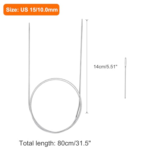 HARFINGTON Circular Knitting Needles 31.5" Stainless Steel US 0/2.0mm Knitting Needles 5.51" Short with Large Eye Sewing for Fast Knitting Sweater Sleeves - size: US 0/2.0mm x 31.5 inch (80cm)