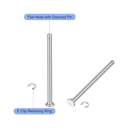 uxcell 20Set M3x45mm 304 Stainless Steel Cylindrical Shaft Snap Ring Locating Pin, Flat Head Grooved Hinge Cylinder Position Pin with E Clip Retaining Ring, Silver - size: M3x45mm