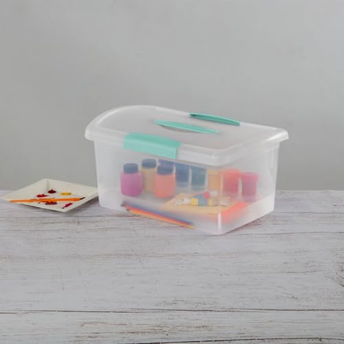 Sterilite Medium Nesting ShowOffs, Stackable Small Storage Bin with Latching Lid and Handle, Plastic Container to Organize Home, Clear, 24-Pack - size: Medium, style: 24 Pack