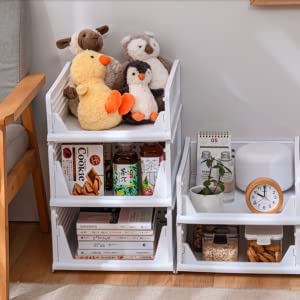 yazi 8 Pack Foldable Plastic Wardrobe Storage Bins | Stackable Cube Baskets Used as Closet Drawer and Shelf Organizer, Great for Bedroom Clothes Tidy Storage - size: 8L