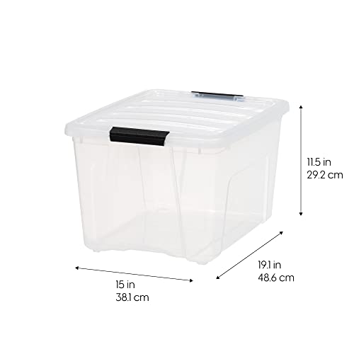 IRIS USA 6-Pack 40 Quart Storage Bins with Lids, Clear | Transparent design makes contents easy to find. Perfect for moving, blankets, clothing, and garage storage. Nestable design - color: Clear, size: 40 Qt, style: 6 Pack