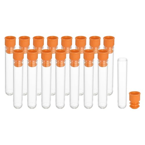 PATIKIL 2.4" Length Plastic Sewing Needle Storage Holder, 16 Pcs Portable Embroidery Needle Clear Pin Toothpick Storage Tubes Case for Craft Knitting, Orange - color: Orange, size: 2.4"