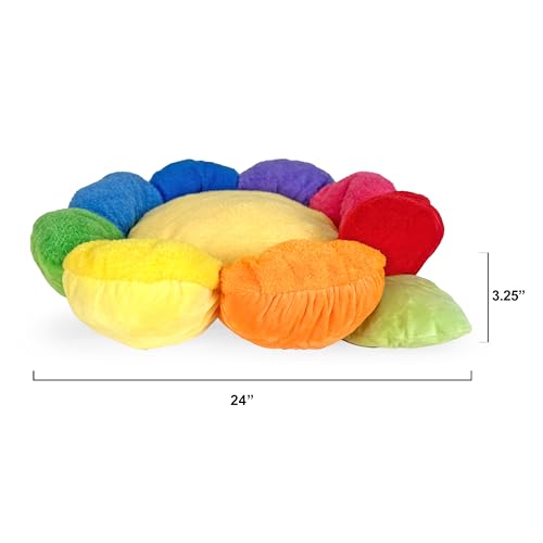 TONBO Soft Plush Small Cute and Cozy Nature Dog Cat Bed, Washer and Dryer Friendly (Rainbow Flower) - color: Rainbow Flower