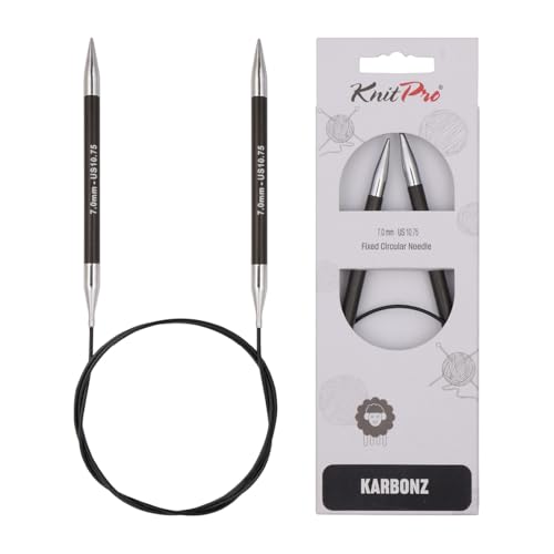 KnitPro Karbonz Fixed Circular Needle 32"(80cm) | US Size 10.75 (7mm) - size: US 10.75 (7mm)