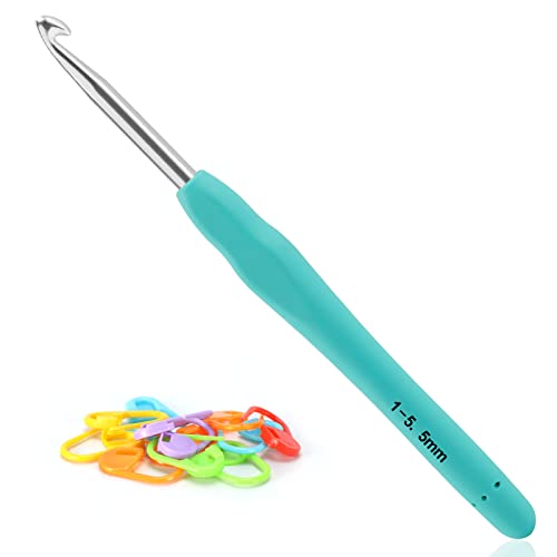 Vodiye Professional Extra Long 5.5mm Crochet Hooks Set, Ergonomic Handle, for Beginners and Experienced Lovers - size: 1pc - 5.5mm