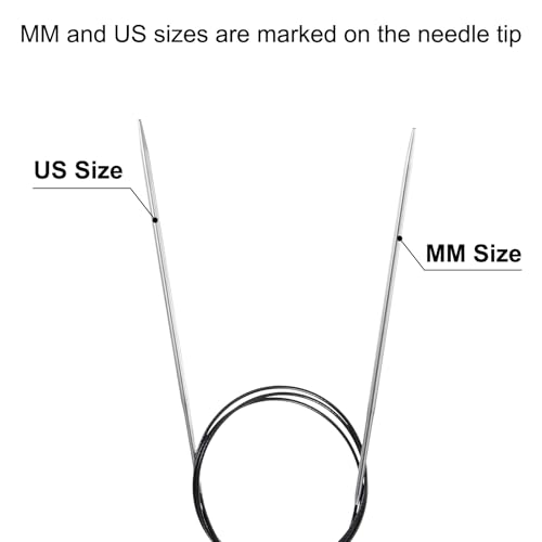 uxcell US 3(3.25mm) Knitting Circular Needle 40 Inch(100cm) Metal Round Stainless Steel Needle with Large Eye Sewing & Stitch Markers for Handmade Projects DIY Knit Blankets - size: US3(3.25mm)