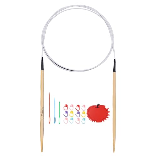 Weabetfu 32inch Bamboo Circular Knitting Needles US Size 5(3.75mm) | Premium Circular Needles Handmade DIY and Any Weave Yarn Projects,Include Knitting Accessories - size: US 5(3.75mm)