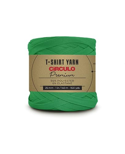 CIRCULO Premium T-Shirt Yarn - Soft, Lightweight, Seamless, Knot-Free. Easy-to-Use. Fettuccini Zpagetti, T Shirt Yarn for Crocheting & Knitting - 153.1 yds, Brazilian Green - color: 5767 - Brazilian Green