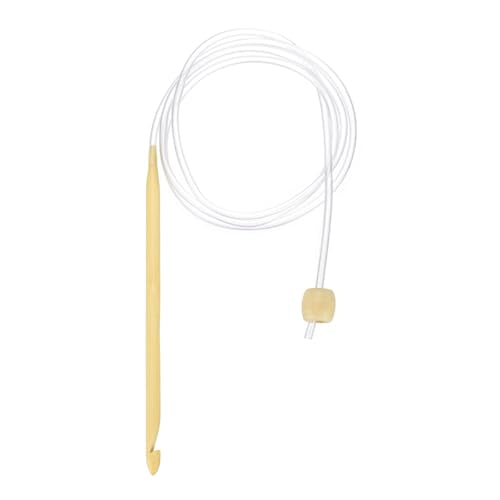HARFINGTON Bamboo Tunisian Circular Crochet Hook 6.5mm (US K/10.25) Afghan Wood Knitting Hook Needles with Cable and Bead End for Weave Crocheting Craft Yarn - color: Yellow, size: 6.5mm (US K/10.25)