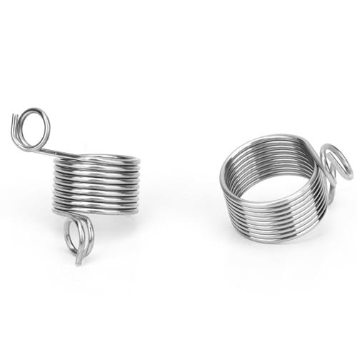Oumefar Stainless Steel Knitting Thimble 2 Pack, Knit Guide Finger Ring for Tension Control and Secure Yarn Handling, Portable Tool for Knitting Sweaters Scarves and Crafts Accessories