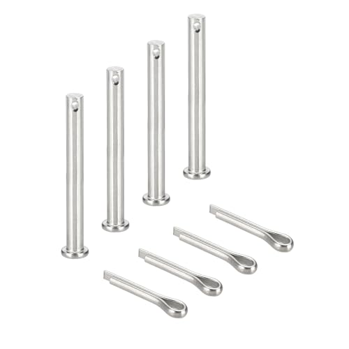 uxcell 4Pcs M8x80mm Clevis Pins, 304 Stainless Steel Single Hole Flat Head Hitch Fastener Lock Systems with Cotter Pins for Furniture Installation Trailer Lawn Mower, Silver - size: M8x80mm