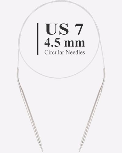 US Size 7 Circular Knitting Needles 40-inch (100cm) Total Length | 4.5mm Round Knitting Needles for Beginners to Knit Oversized Sweaters, Cardigans, Blankets and Large Knitting Projects - size: 40inch-US7/4.5mm