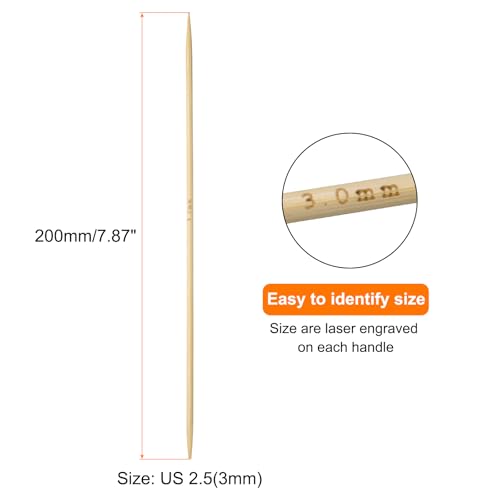 HARFINGTON 5Pcs Bamboo Knitting Needles Double Pointed US 2.5(3mm) 7.9 Inch(20cm) Straight for Handmade Creative DIY Knitting Craft Yarn, Yellow - color: Yellow, size: US 2.5(3mm)