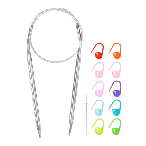 HARFINGTON Knitting Needles Size US 6(4mm) Circular Needle 16 Inch(40cm) Round Metal Stainless Steel for Handmade Projects DIY Knitting - size: Size-US-6-(4mm) x 40cm