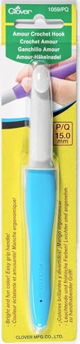 Clover Needlecraft Amour Crochet Hook: 15.00mm, 15 mm, Blue & White (CL1059) - size: 15 mm