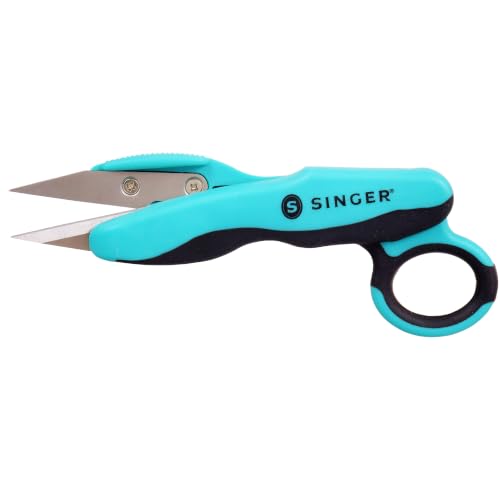 SINGER ProSeries™ 5" Thread Snips, Comfort Grip, Sewing & Yarn Cutter | Spring-loaded 5 inch thread snips with fine tips and comfort grip; quickly trim threads and frayed edges, thumb-hole storage