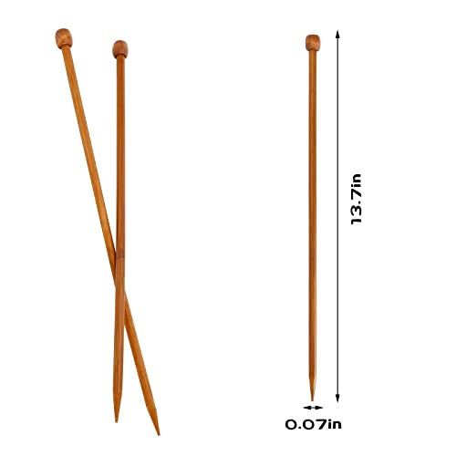 2 Pack Bamboo Straight Single Pointed 14 Inch Beginners Hand Knitting Needles for Thick Coarse Yarn Hand DIY Knitting (8mm)