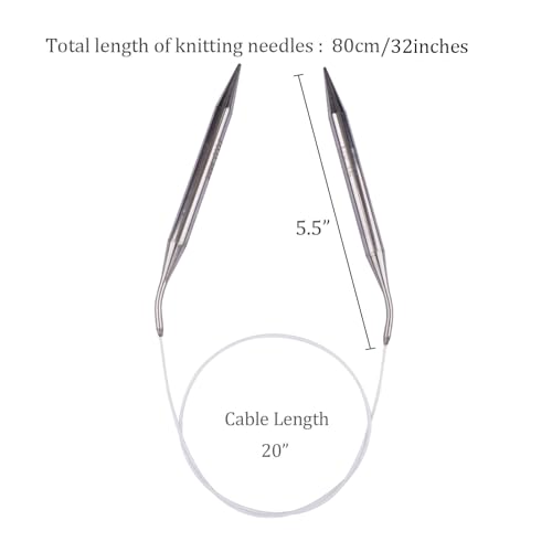 Circular Knitting Needles 32inches/80cm,Size US 15(10mm) Stainless Steel Round Knitting Needles for Handmade Knitting DIY - size: US15/10mm