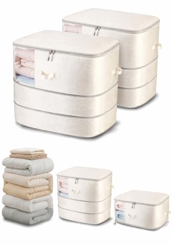 Comforter Storage Bag - 3-Layer 2-Pack Self Compression Organizer, Closet Organizers and Storage, Under Bed Space Saver, Blanket Organizer for Bedding, Pillow, Sheet, Clothes, Nursery Use - size: 3-Layer （135 L / 35.66 US Gal)