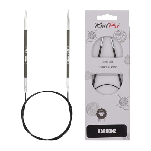 KnitPro Karbonz Fixed Circular Needle 32"(80cm) | US Size 2.5 (3mm) - size: US 2.5 (3mm)