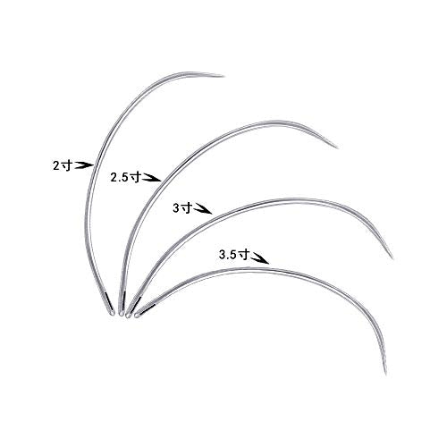 SaiDian 8Pcs Curved Needles 2" 2.5" 3" 3.5" for Carpet Canvas Seat Repair | C-Type,Stainless Steel,Smooth,Sharp,Flexible,Sturdy,Easy Threading for DIY Hand Sewing Repairing Leather Weaving Crafts