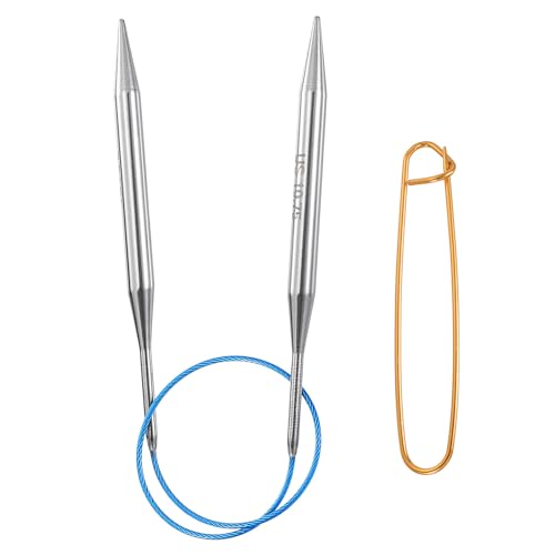 HARFINGTON Circular Knitting Needles 16" Stainless Steel US 11/7.0mm Knitting Needles 4.13" with Knitting Stitch Holder for Fast Knitting Tip to Tip Sweater Scarves Necklaces - size: US 11/7.0mm x 10.5 inch (40cm)